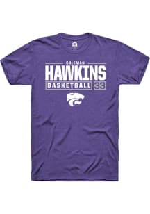 Coleman Hawkins Purple K-State Wildcats NIL Stacked Box Short Sleeve T Shirt