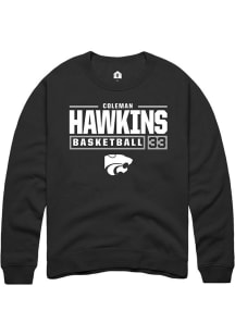 Coleman Hawkins Rally Mens Black K-State Wildcats NIL Stacked Box Crew Sweatshirt