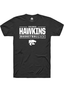 Coleman Hawkins Black K-State Wildcats NIL Stacked Box Short Sleeve T Shirt