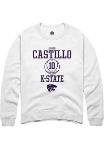 David Castillo Rally Mens White K-State Wildcats NIL Sport Icon Crew Sweatshirt