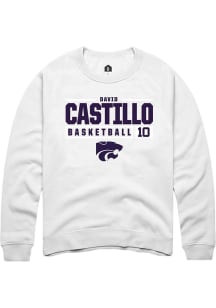 David Castillo Rally Mens White K-State Wildcats NIL Stacked Box Crew Sweatshirt