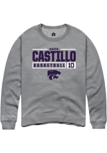 David Castillo Rally Mens Graphite K-State Wildcats NIL Stacked Box Crew Sweatshirt