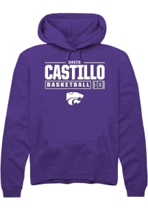 David Castillo Rally Mens Purple K-State Wildcats NIL Stacked Box Hooded Sweatshirt