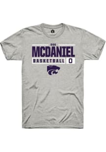 Dug McDaniel Ash K-State Wildcats NIL Stacked Box Short Sleeve T Shirt