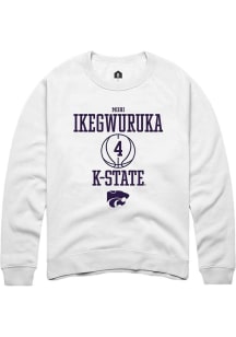 Mobi Ikegwuruka Rally Mens White K-State Wildcats NIL Sport Icon Crew Sweatshirt