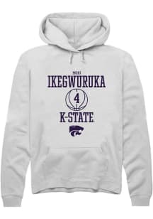 Mobi Ikegwuruka Rally Mens White K-State Wildcats NIL Sport Icon Hooded Sweatshirt