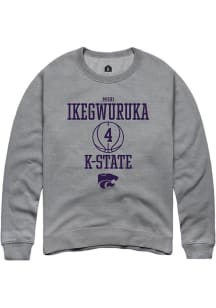 Mobi Ikegwuruka Rally Mens Graphite K-State Wildcats NIL Sport Icon Crew Sweatshirt