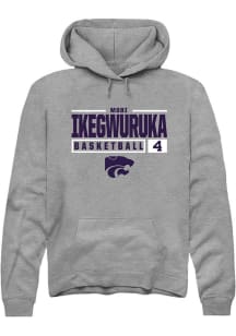 Mobi Ikegwuruka Rally Mens Graphite K-State Wildcats NIL Stacked Box Hooded Sweatshirt