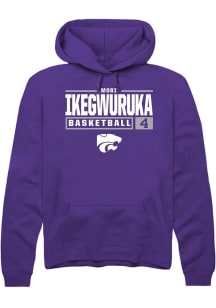 Mobi Ikegwuruka Rally Mens Purple K-State Wildcats NIL Stacked Box Hooded Sweatshirt