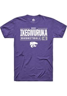 Mobi Ikegwuruka Purple K-State Wildcats NIL Stacked Box Short Sleeve T Shirt