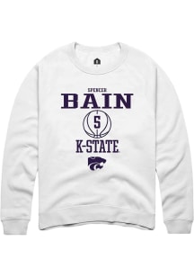 Spencer Bain Rally Mens White K-State Wildcats NIL Sport Icon Crew Sweatshirt