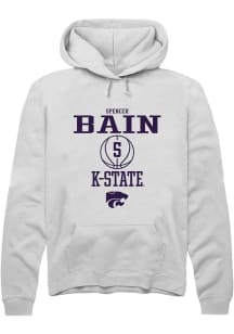 Spencer Bain Rally Mens White K-State Wildcats NIL Sport Icon Hooded Sweatshirt