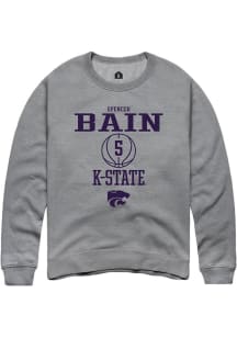 Spencer Bain Rally Mens Graphite K-State Wildcats NIL Sport Icon Crew Sweatshirt