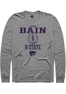 Spencer Bain Rally Mens Graphite K-State Wildcats NIL Sport Icon Tee