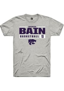 Spencer Bain Ash K-State Wildcats NIL Stacked Box Short Sleeve T Shirt