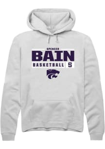 Spencer Bain Rally Mens White K-State Wildcats NIL Stacked Box Hooded Sweatshirt