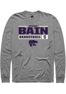 Spencer Bain Rally Mens Graphite K-State Wildcats NIL Stacked Box Tee