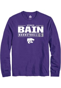 Spencer Bain Rally Mens Purple K-State Wildcats NIL Stacked Box Tee