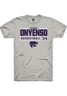 Ugonna Onyenso Ash K-State Wildcats NIL Stacked Box Short Sleeve T Shirt