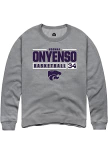 Ugonna Onyenso Rally Mens Graphite K-State Wildcats NIL Stacked Box Crew Sweatshirt