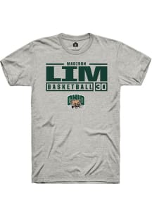 Madison Lim  Ohio Bobcats Ash Rally NIL Stacked Box Short Sleeve T Shirt