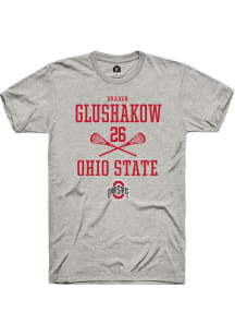 Braden Glushakow Ash Ohio State Buckeyes NIL Sport Icon Short Sleeve T Shirt