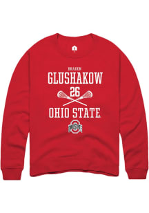 Braden Glushakow Rally Mens Red Ohio State Buckeyes NIL Sport Icon Crew Sweatshirt