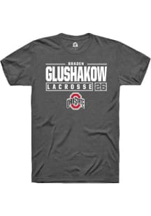 Braden Glushakow Dark Grey Ohio State Buckeyes NIL Stacked Box Short Sleeve T Shirt