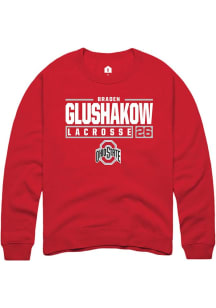 Braden Glushakow Rally Mens Red Ohio State Buckeyes NIL Stacked Box Crew Sweatshirt