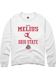 Brynn Melius Rally Mens White Ohio State Buckeyes NIL Sport Icon Crew Sweatshirt