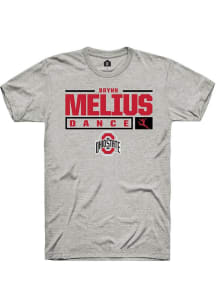 Brynn Melius Ash Ohio State Buckeyes NIL Stacked Box Short Sleeve T Shirt