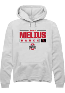 Brynn Melius Rally Mens White Ohio State Buckeyes NIL Stacked Box Hooded Sweatshirt