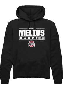 Brynn Melius Rally Mens Black Ohio State Buckeyes NIL Stacked Box Hooded Sweatshirt