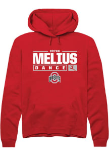 Brynn Melius Rally Mens Red Ohio State Buckeyes NIL Stacked Box Hooded Sweatshirt