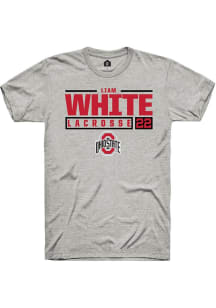 Liam White Ash Ohio State Buckeyes NIL Stacked Box Short Sleeve T Shirt