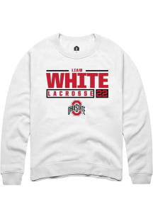 Liam White Rally Mens White Ohio State Buckeyes NIL Stacked Box Crew Sweatshirt