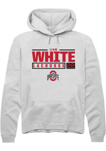 Liam White Rally Mens White Ohio State Buckeyes NIL Stacked Box Hooded Sweatshirt