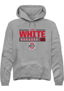 Liam White Rally Mens Graphite Ohio State Buckeyes NIL Stacked Box Hooded Sweatshirt