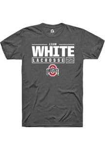 Liam White Dark Grey Ohio State Buckeyes NIL Stacked Box Short Sleeve T Shirt