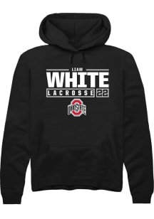 Liam White Rally Mens Black Ohio State Buckeyes NIL Stacked Box Hooded Sweatshirt