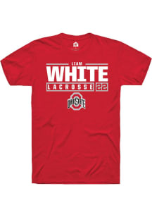 Liam White Red Ohio State Buckeyes NIL Stacked Box Short Sleeve T Shirt