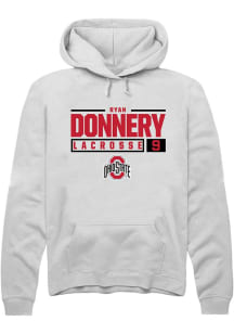 Ryan Donnery Rally Mens White Ohio State Buckeyes NIL Stacked Box Hooded Sweatshirt