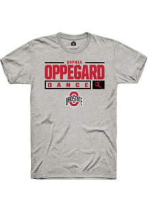 Sophia Oppegard Ash Ohio State Buckeyes NIL Stacked Box Short Sleeve T Shirt