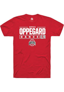 Sophia Oppegard Red Ohio State Buckeyes NIL Stacked Box Short Sleeve T Shirt