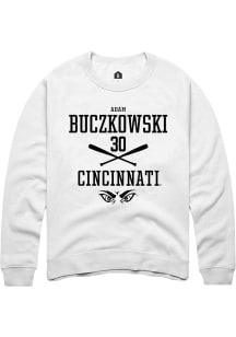 Adam Buczkowski Rally Mens White Cincinnati Bearcats NIL Sport Icon Crew Sweatshirt