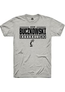 Adam Buczkowski Ash Cincinnati Bearcats NIL Stacked Box Short Sleeve T Shirt