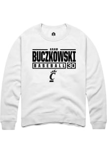 Adam Buczkowski Rally Mens White Cincinnati Bearcats NIL Stacked Box Crew Sweatshirt