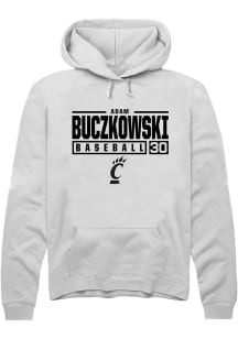 Adam Buczkowski Rally Mens White Cincinnati Bearcats NIL Stacked Box Hooded Sweatshirt