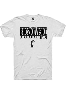 Adam Buczkowski White Cincinnati Bearcats NIL Stacked Box Short Sleeve T Shirt