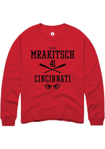 Adam Mrakitsch Rally Mens Red Cincinnati Bearcats NIL Sport Icon Crew Sweatshirt